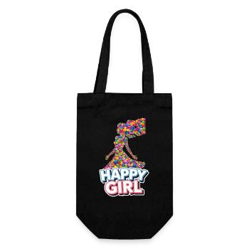 Happy Girl - Geschenkbeutel für Flaschen - Schwarz - Vorne