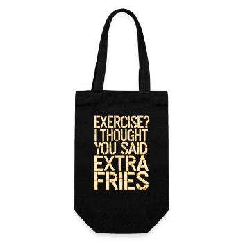 Excercise i thought you said extra fries - Gift Bag for Bottles - black - Front