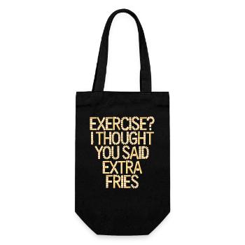 Excercise i thought you said extra fries - Gift Bag for Bottles - black - Front