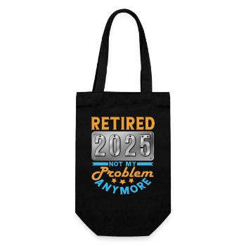 Retired 2025 - Endlich in Rente - Geschenkbeutel für Flaschen - Schwarz - Vorne