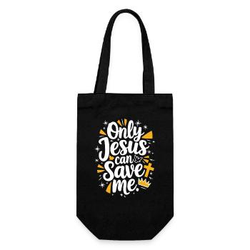 Only Jesus can save me christliches Design - Geschenkbeutel für Flaschen - Schwarz - Vorne