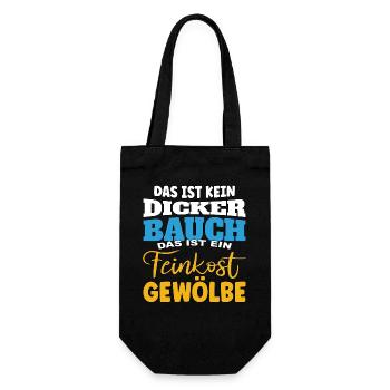 Das ist kein Bauch, das ist ein Feinkostgewölbe - Geschenkbeutel für Flaschen - Schwarz - Vorne