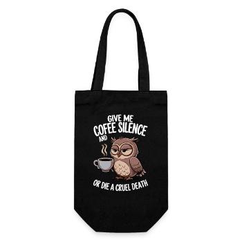 Coffee Owl - donne-moi du café et silence ou meurs - Sac à bouteille - noir - Devant