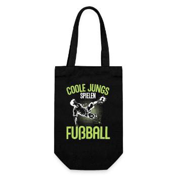 Coole Jungs spielen Fußball – Dynamisches Design - Geschenkbeutel für Flaschen - Schwarz - Vorne