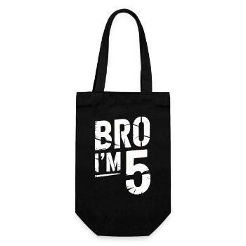 Bro, ich bin 5 – Coole Geburtstags-Design - Geschenkbeutel für Flaschen - Schwarz - Vorne