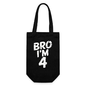 Bro, ich bin 4 – Coole Geburtstags-Design - Geschenkbeutel für Flaschen - Schwarz - Vorne