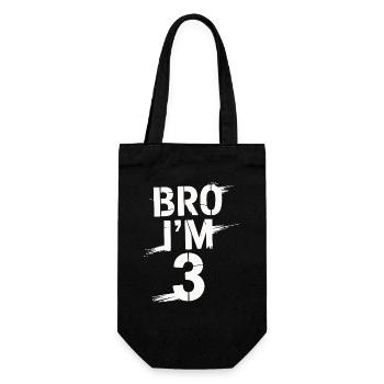 Bro, ich bin 3 – Coole Geburtstags-Design - Geschenkbeutel für Flaschen - Schwarz - Vorne