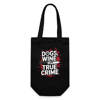 Dogs, Wine & True Crime – Funny Design - Gift Bag for Bottles - black - Front