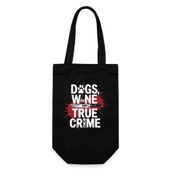 Dogs, Wine & True Crime – Funny Design - Gift Bag for Bottles - black - Front