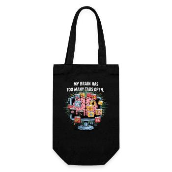 Too Many Tabs – ADD Brain Cartoon Design - Gift Bag for Bottles - black - Front