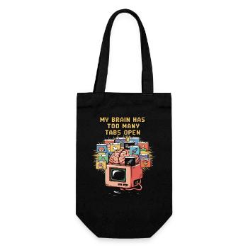 Too Many Tabs – ADD Brain Cartoon Design - Gift Bag for Bottles - black - Front