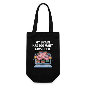 Too Many Tabs – ADD Brain Cartoon Design - Gift Bag for Bottles - black - Front