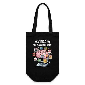 Too Many Tabs – ADD Brain Cartoon Design - Gift Bag for Bottles - black - Front