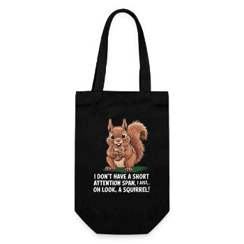 ADHS? Oh schau, ein Eichhörnchen! - Geschenkbeutel für Flaschen - Schwarz - Vorne