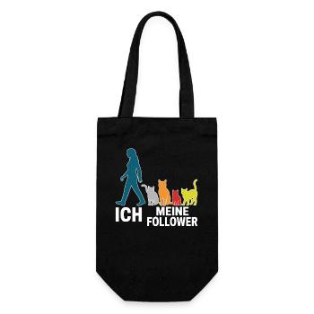 Ich & meine Follower – Katzenhumor Design - Geschenkbeutel für Flaschen - Schwarz - Vorne