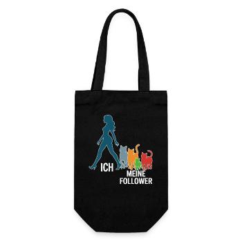Ich & meine Follower – Katzenhumor Design - Geschenkbeutel für Flaschen - Schwarz - Vorne