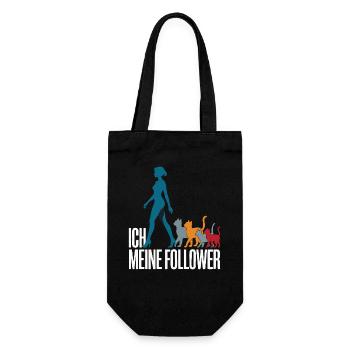 Ich & meine Follower – Katzenhumor Design - Geschenkbeutel für Flaschen - Schwarz - Vorne