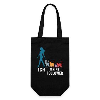 Ich & meine Follower – Katzenhumor Design - Geschenkbeutel für Flaschen - Schwarz - Vorne