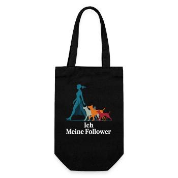 Ich & meine Follower – Hundehumor Design - Geschenkbeutel für Flaschen - Schwarz - Vorne
