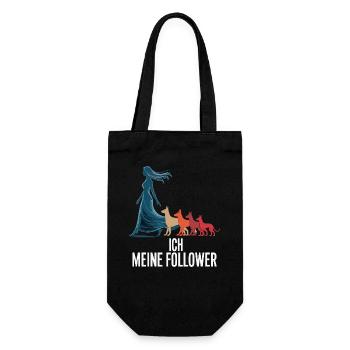 Ich & meine Follower – Hundehumor Design - Geschenkbeutel für Flaschen - Schwarz - Vorne