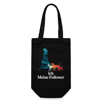 Ich & meine Follower – Hundehumor Design - Geschenkbeutel für Flaschen - Schwarz - Vorne