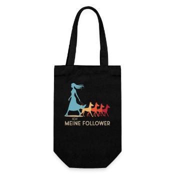 Ich & meine Follower – Hundehumor Design - Geschenkbeutel für Flaschen - Schwarz - Vorne