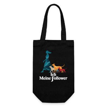 Ich & meine Follower – Hundehumor Design - Geschenkbeutel für Flaschen - Schwarz - Vorne