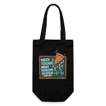 Funny Math Teacher Design Pizza & Problem Solving - Gift Bag for Bottles - black - Front