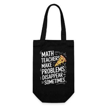 Lustiges Mathelehrer Design Pizza & Probleme lösen - Geschenkbeutel für Flaschen - Schwarz - Vorne