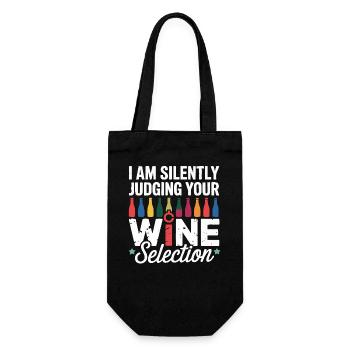 I silently judge your wine selection – in style! - Gift Bag for Bottles - black - Front