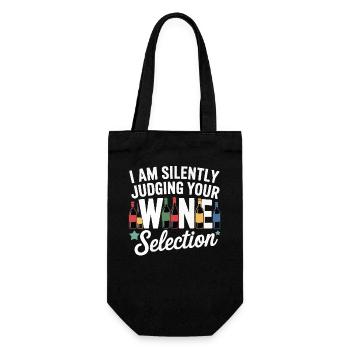 I silently judge your wine selection – in style! - Gift Bag for Bottles - black - Front