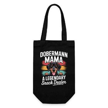 Dobermann Mama, Legendärer Snack-Dealer - Geschenkbeutel für Flaschen - Schwarz - Vorne