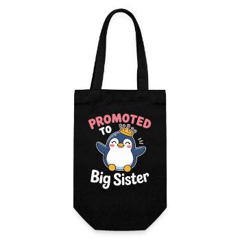 Zur großen Schwester befördert – Pinguin Design - Geschenkbeutel für Flaschen - Schwarz - Vorne