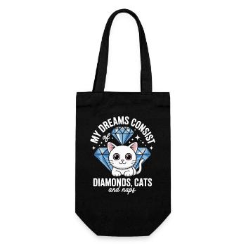 Träume bestehen aus Diamanten, Katzen, Nickerchen - Geschenkbeutel für Flaschen - Schwarz - Vorne