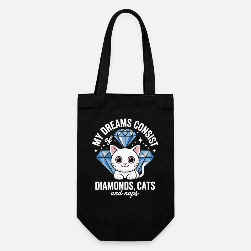 Träume bestehen aus Diamanten, Katzen, Nickerchen - Geschenkbeutel für Flaschen - Schwarz