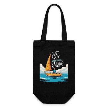 Just a Guy who loves Sailing – Sail Design - Gift Bag for Bottles - black - Front