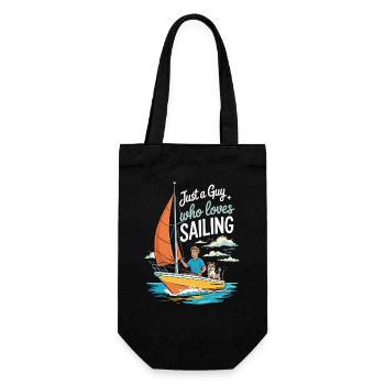 Just a Guy who loves Sailing – Sail Design - Gift Bag for Bottles - black - Front