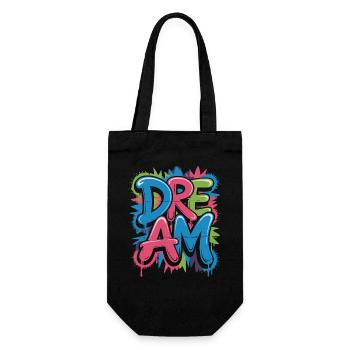 DREAM Graffiti Design voller Farbe und Motivation - Geschenkbeutel für Flaschen - Schwarz - Vorne