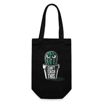 Can't Touch This – Funny Cactus with Saying - Gift Bag for Bottles - black - Front