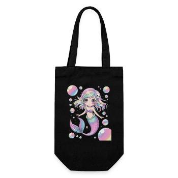 Süße Kawaii Meerjungfrau – Pastell Design - Geschenkbeutel für Flaschen - Schwarz - Vorne