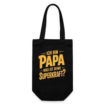 Ich bin Papa – Was ist deine Superkraft? - Geschenkbeutel für Flaschen - Schwarz - Vorne