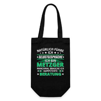 Ich führe Selbstgespräche - Metzger Edition - Geschenkbeutel für Flaschen - Schwarz - Vorne