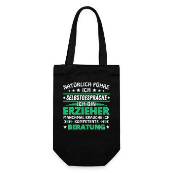 Ich führe Selbstgespräche - Erzieher Edition - Geschenkbeutel für Flaschen - Schwarz - Vorne