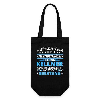 Ich führe Selbstgespräche - Kellner Edition blau - Geschenkbeutel für Flaschen - Schwarz - Vorne
