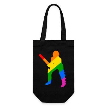 Schlagmann im Cricket Regenbogen - Geschenkbeutel für Flaschen - Schwarz - Vorne