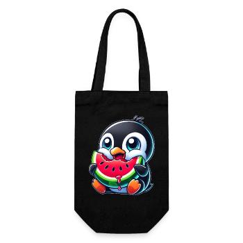 Süßer Pinguin Cartoon Wassermelone Sommer - Geschenkbeutel für Flaschen - Schwarz - Vorne