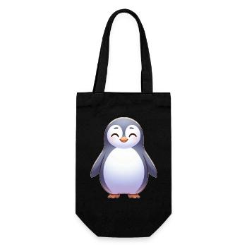 Süßer entspannter Cartoon Pinguin glücklich - Geschenkbeutel für Flaschen - Schwarz - Vorne