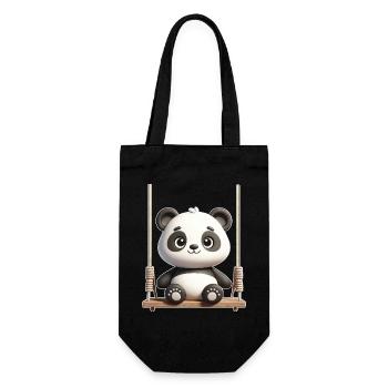 Süßer Panda Schaukel Cartoon - Geschenkbeutel für Flaschen - Schwarz - Vorne