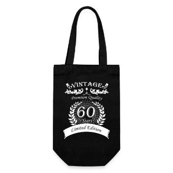 60th Birthday Vintage - Gift Bag for Bottles - black - Front