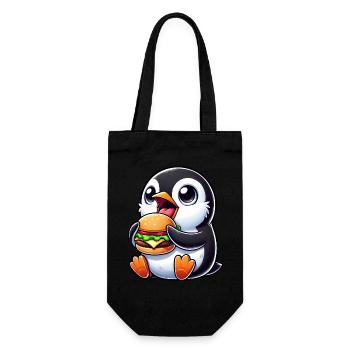 Cute Penguin Hamburger Cartoon Fast Food - Gift Bag for Bottles - black - Front